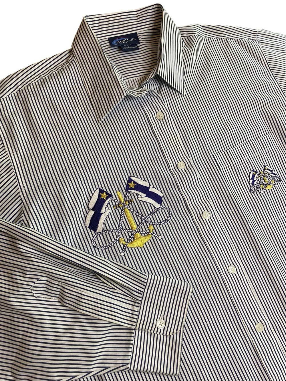 Las Olas Nautical Button Up Top Women’s L Preppy Coastal Grandma Sailing Summer